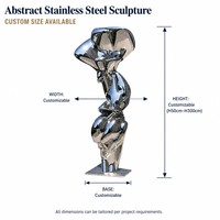 Sculpture abstraite moderne en acier inoxydable poli sur mesure pour la décoration extérieure de la maison