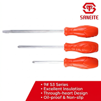 Tournevis professionnel S3 Go-Through en acier Cr-V, à manche plein, avec embout de frappe métallique pour réparations intensives, outils manuels