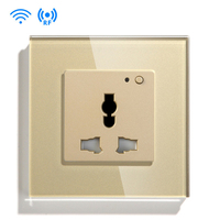 Prise murale intelligente Tuya Smart Life à écran tactile en verre, télécommande universelle 3 broches UK/EU/US, blanche/noire/dorée, 13A