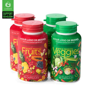 Cápsulas de suplemento de alimentos integrales de fibra dietética OEM de etiqueta privada Superfood para adultos, hombres, niños, frutas, verduras, apoyo inmunológico - Product Image 1