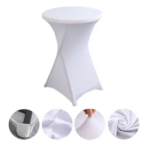 JQYC Wholesale Stretch Solid Color Bar Height Table Covers Restaurant TableCloth Cover For Wedding Birthday Party Decoration