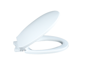 Siège de toilette rond blanc brillant avec fermeture amortie et fixation rapide pour un nettoyage facile et un design esthétique moderne - Product Image 6