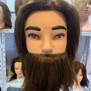 โรงงานขายส่ง beard ชาย Mannequin หัว 100% Human hair Salon hairdressing