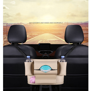 Hot Sell Multifunction Car Front Seat Storage Bag Pu Leather Car Net pocket Handbag Holder Organizer
