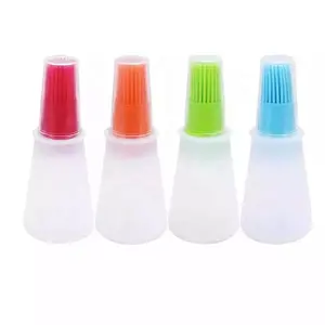 Wholesale Baking BBQ Basting Pastry Barbecue Brush Oil Port Non Stick Heat Resistant Portable Silicone Oil Bottle Brush
