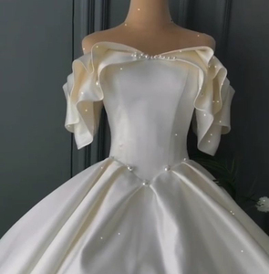 Nouvelles robes de mariée simples en satin nuage perlé, robes de mariée fines pour la brigade de photographie, robes de mariage - Product Image 5