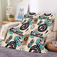 Selimut Flanel Fleece Ramah Kulit dengan Cetakan Kopi Barat Grosir, Selimut Dekorasi Cetak Kustom untuk Rumah dan Berkemah