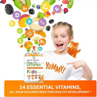Multivitamines végétaliennes pour enfants OEM, bonbons multivitaminés sous marque privée, soutien immunitaire, compléments halal, multivitamines gommeuses pour enfants