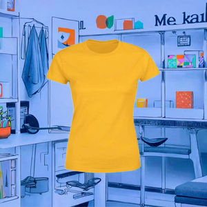 เสื้อยืดสตรีผ้าฝ้าย100% ระบายอากาศได้ดีปักโลโก้ได้ตามต้องการสไตล์ลำลองผ้าถักสีพื้นย้อมสีล้วน - Product Image 2