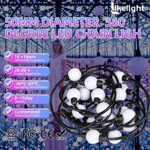 Programmeerbare 50mm 24V UCS1903 RGB Pixel Ball String Light met 3D Diffuus Licht, LED Gordijn voor Festival, Markt en Podiumdecoratie - Product Image 1