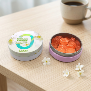 Caja Redonda Metálica para Dulces, Caja de Almacenamiento de Caramelos de Menta Sin Azúcar, Envase Personalizado Impreso, Caja Metálica de 45g para Dulces - Product Image 1