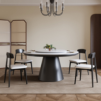 Table à manger extensible vintage du milieu du siècle en bois de frêne blanc avec 4 chaises et plateau tournant pour appartement, hôtel, villa