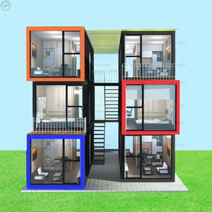 3 étages Coloré de Conception Moderne Flatpack Appartement Conteneur Préfabriqué Appartement Étudiant - Product Image 2