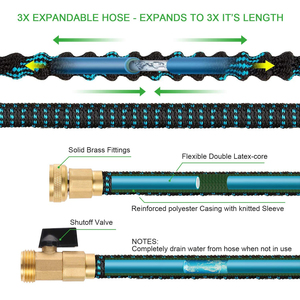 Tuyau d'arrosage en Polyester extensible de 50 pieds/15m noyau en Latex Triple couche 3/4 "raccords en laiton massif montable au mur pour tout le jardinage - Product Image 5