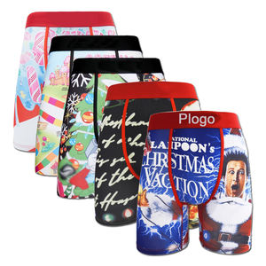 Celana Boxer Pria Custom Hadiah Natal Bahan Bernapas Celana Dalam Pria Ukuran Besar Motif Cetak Celana Boxer Pria - Product Image 1