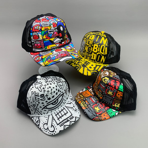 Set di 4 Cappelli Trucker con Stampa Comic Pop Art per Uomo e Donna, Cappellini Snapback in Rete con Grafiche, Stile Streetwear, Stampa Cartoon, Regolabili, Nuovo Stile - Product Image 2