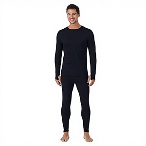 Ensemble de sous-vêtements thermiques d'hiver pour hommes, grande taille, épais, respirant, manches longues, antibactérien, en spandex et polyester, couche de base - Product Image 1