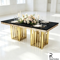 Table rectangulaire en acier inoxydable à prix avantageux pour événements de mariage, banquets d'hôtel et repas