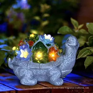 Statue d'artisanat en résine de lumière solaire extérieure intégrée Décoration de pelouse de jardin de Noël de tortue grenouille Image animale pour une utilisation en extérieur - Product Image 3