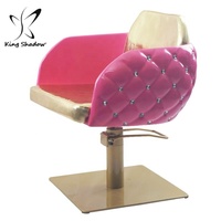 Ensembles de mobilier de salon de beauté rose en forme de lèvres, canapé d'attente, station de coiffure avec miroir, chaise de coiffure, fauteuils de barbier