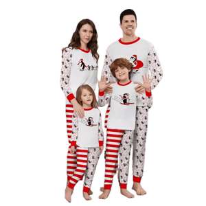 Halloween padre-hijo otoño moda rayas empalme choque Color Navidad <span class=keywords><strong>pingüino</strong></span> impreso vacaciones mujeres Pijamas - Product Image 1