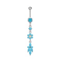 Anneau de nombril bleu turquoise, fleur, amour, papillon, étoile, tendance de la mode, accessoires de ventre, accessoires de piercing corporel