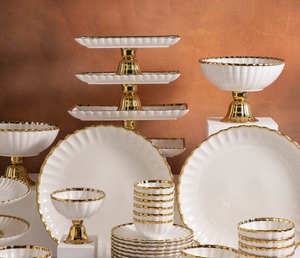 Précommande en stock LOMATO 16/18/24 pièces, porcelaine émaillée dorée gaufrée, écologique, durable, cadeaux d'affaires modernes de luxe - Product Image 2