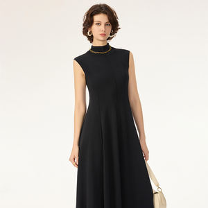 <span class=keywords><strong>Abito</strong></span> <span class=keywords><strong>in</strong></span> <span class=keywords><strong>Maglia</strong></span> di Cotone e Seta Senza Maniche Personalizzato con Collo Alto, Linee Pulite, Orlo <span class=keywords><strong>Svasato</strong></span>, Traspirante e Morbido - Product Image 4