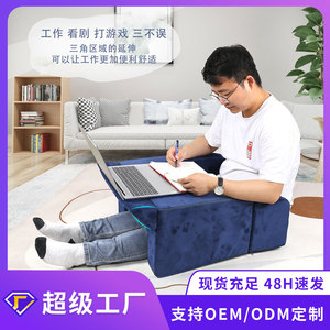 U Shape Reading Pillow Blue Cotton Foldable For Living Room Bedroom Outdoor Stress Relief Comfortable <b>Support</b> - Product Image 5