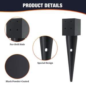 Anclaje para Postes de Cerca, Estaca de Sujeción a Tierra, Resistente, de Metal, con Recubrimiento de Polvo Negro, <span class=keywords><strong>Base</strong></span> para Postes de Cerca - Product Image 6