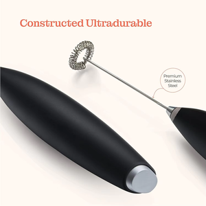 <span class=keywords><strong>Mousseur</strong></span> à <span class=keywords><strong>lait</strong></span> électrique portable écologique en acier inoxydable OEM, fouet à café, thé, matcha, fonctionne sur piles, fouet à main - Product Image 2