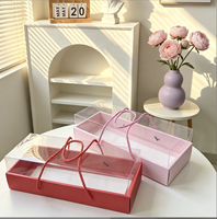 Boîte à bento transparente rose fantaisie avec séparateurs pour fleurs, produits de boulangerie, aliments, emballage pour le thé de l'après-midi