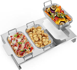 Ensemble de 3 casseroles en acier inoxydable <span class=keywords><strong>pour</strong></span> barbecue et <span class=keywords><strong>mini</strong></span> moules de cuisson avec poignée et étagère, ustensiles de cuisine antiadhésifs <span class=keywords><strong>pour</strong></span> le <span class=keywords><strong>four</strong></span> et le lave-vaisselle - Product Image 1