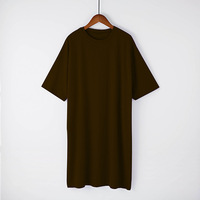 Vente en gros Robe basique en coton à manches courtes et col rond Robe t-shirt décontractée en coton uni et ample Robe chemise oversize col en O pour femmes