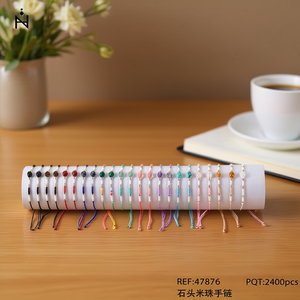 Bracelet en perles de pierre multicolores réglable pour femme, accessoire de mode - Product Image 3