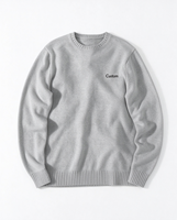 Pull en laine blanche pour homme, anti-rétrécissement, respirant, avec logo frontal, col rond, manches longues, bas côtelé, pour l'hiver