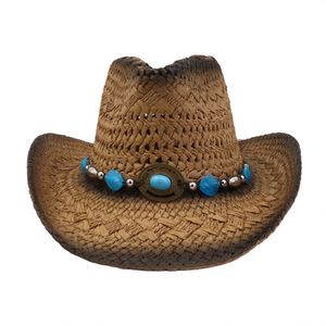 Sombrero Vaquero Unisex J359 con Banda de Cuentas Turquesa, Blanca y Marrón para Actividades al Aire Libre y Viajes - Product Image 3
