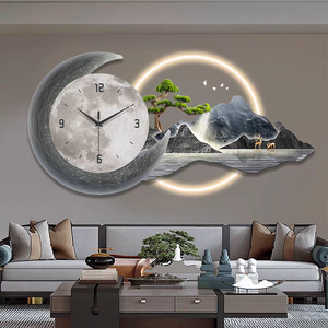 <span class=keywords><strong>Pintura</strong></span> Decorativa de Alta Gama para Sala de Estar con Reloj, Diseño de Árbol Lunar Tallado con UV, Reloj de Pared Acrílico con LED, Directo de Fábrica - Product Image 6
