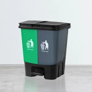 주방 플라스틱 40L 트윈 재활용 쓰레기통 더블 폐기물 빈 페달