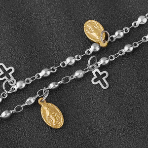 Bracelet en acier inoxydable tendance avec breloques croix et Vierge Marie pour femme, idéal pour la prière et le catholicisme - Product Image 6