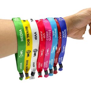 Bracelets en tissu tissé ajustables personnalisés avec logo imprimé pour événements et festivals, bracelets en polyester - Product Image 1