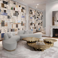 Ensemble de canapés modulaires en tissu incurvés de luxe moderne pour villa, mobilier de salon haut de gamme pour maison de prestige