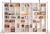 Rak buku kain putih fotografi latar belakang Modern rak buku kantor latar belakang cocok untuk kantor rumah