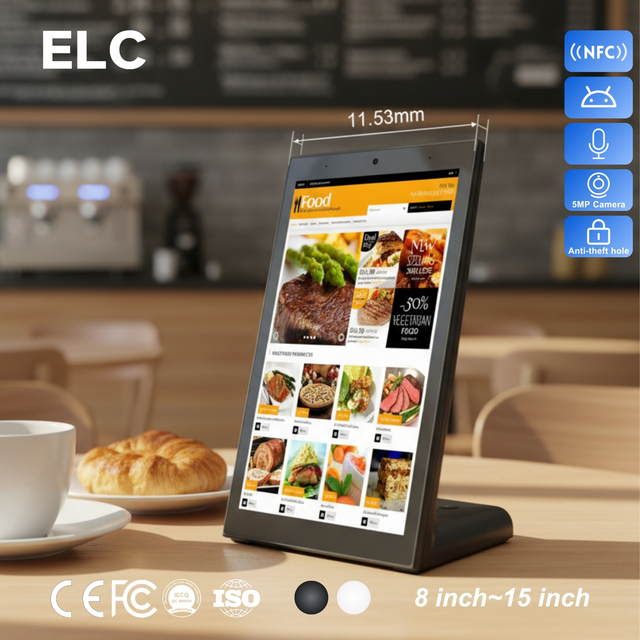 10.1 Inch Restaurant Ordering Tablet PC Optional NFC Desktop L Shape Tablets Menu Android 11-13 2+16GB 250 Nits Indoor Kiosk