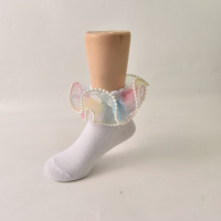 Nouvelles chaussettes de cheville en coton respirant pour bébés et petites filles, style princesse, en maille moelleuse et dentelle à volants, collection automne