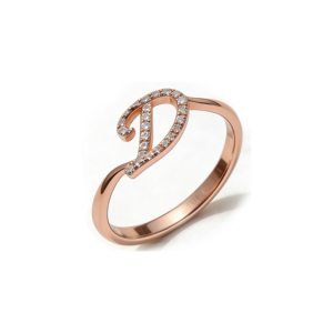 Bague de fiançailles personnalisée en or massif plaqué or 10K/14K avec diamant de laboratoire et zircon, style cluster, unisexe, mignonne, pour anniversaire, avec lettres de l'alphabet - Product Image 1