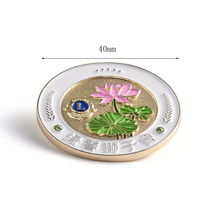 Customized Unique Design Round Lotus Metal Souvenir Gift <b>Badge</b> - Product Image 2