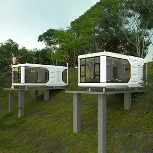 강철 구조 모듈러 사전 제작 된 모바일 모듈 조립식 공간 캡슐 작은 집 생활 및 사무실을위한 준비된 집