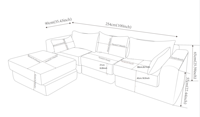 Canapé sectionnel moderne en velours côtelé avec module chaise longue pour salon, appartement, hôtel