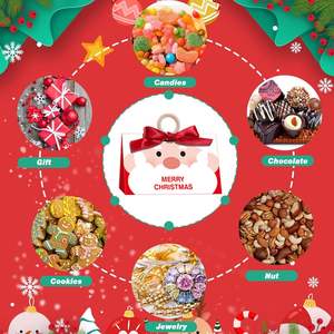 Boîtes à bonbons de noël avec anneau en bois et ruban vert, emballage cadeau en papier avec motif père noël, décoration festive pour les fêtes, 10 pièces - Product Image 4